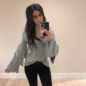 Grey bell sleeve sweater